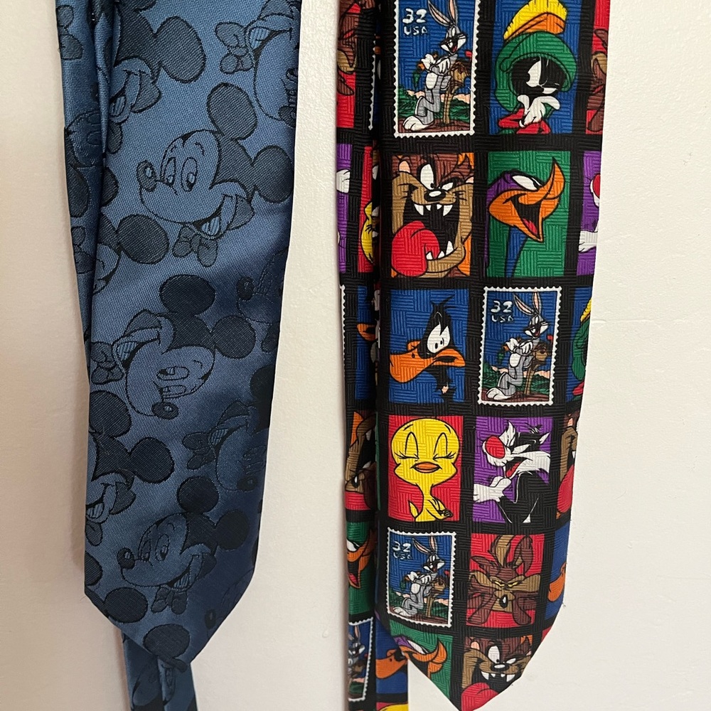 Two vintage ties: Mickey Mouse & Looney Tunes